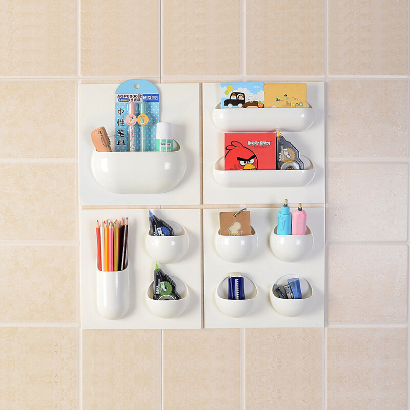乐服自粘式墙面置物架 厨房浴室收纳的得力助手