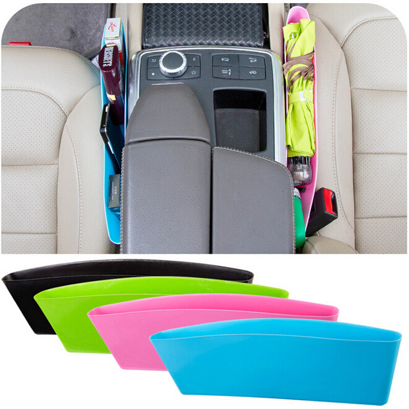 大号可压缩座椅夹缝杂物垃圾收纳盒车载夹缝置物盒2个装 绿色 日用杂品